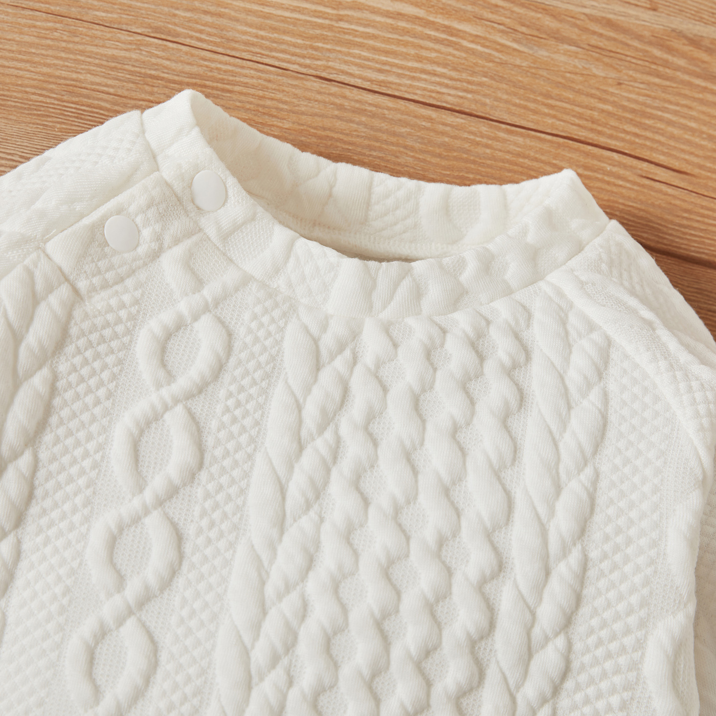 【2PCS】 0-3Y Baby Casual Set | White Quilted Sweatshirt + Matching Pants | Cozy Daily Outfit