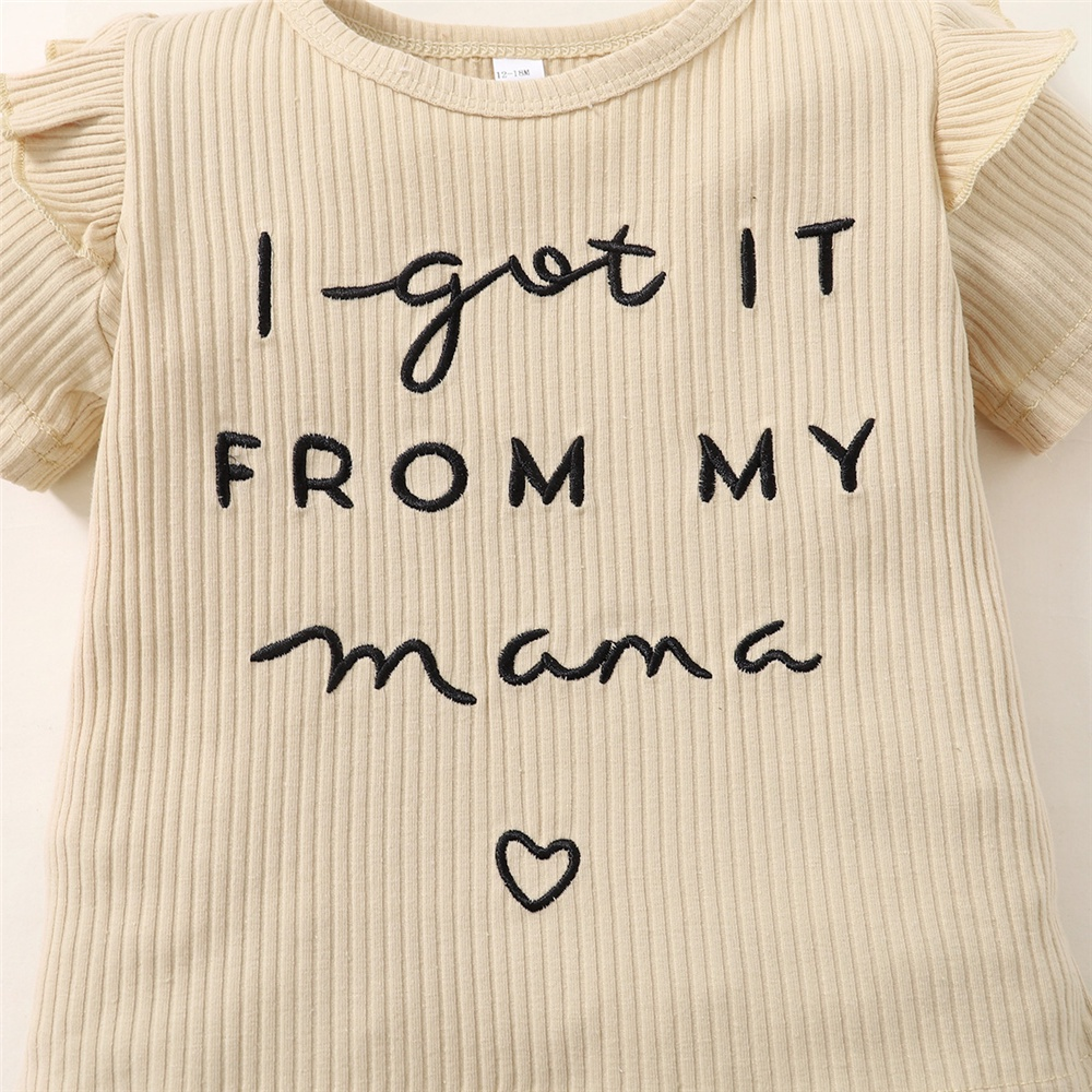 【2PCS】 1-6Y Baby Girl Clothes Set | Ribbed Letters Print T-shirt + Plaid Shorts | Casual Summer Outfit