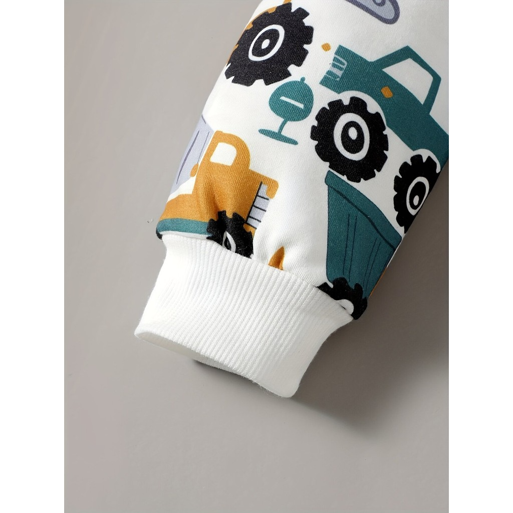 1-5 Years Kid Boy Fashion Top Long Sleeved Car Print Round Neck Sweatshirt Cute All Match Shirt Child Baby Autumn Wear