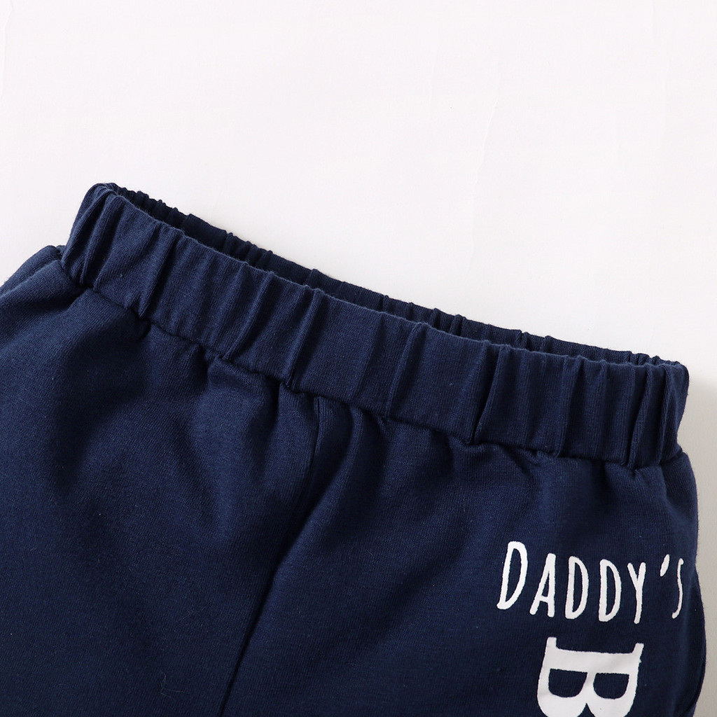 【0-18M】 2PCS Baby Summer Outfit: "DADDY'S BABY" Letter Print Bodysuit + Matching Shorts – Casual Set