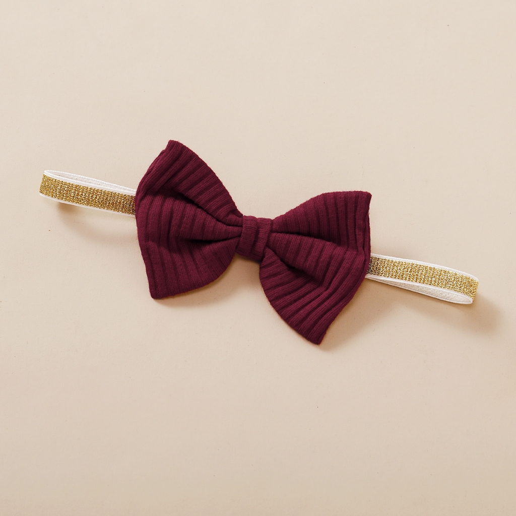 【3PCS】 0-18M Baby Girl Set | Maroon Ribbed Ruffle Bodysuit + Rose Print Pants + Matching Bow Headband | Elegant Casual Outfit