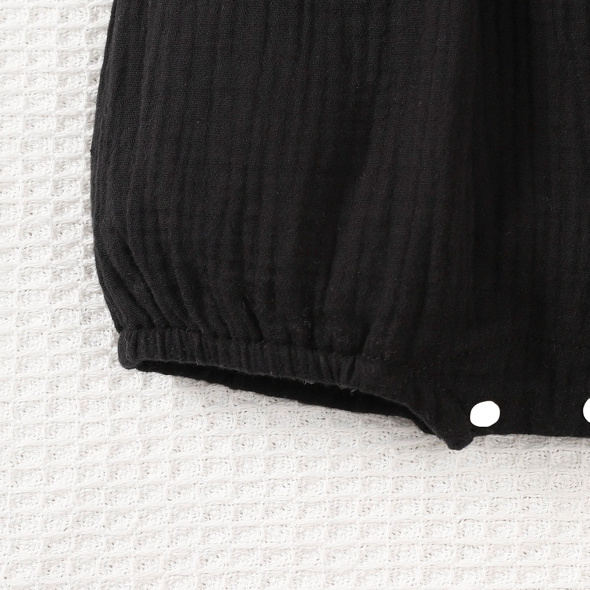 【2PCS】 0-18M Baby Girl Romper Set | Black Lace Trim Jumpsuit + Matching Bow Headband | Stylish Summer Outfit