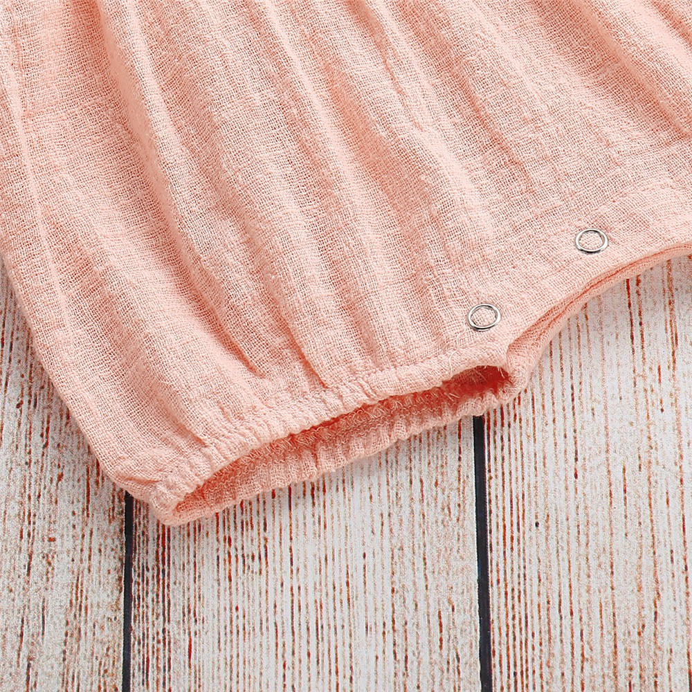 【2PCS】 0-18M Baby Girl Set | Pink Lace Trim Romper + Matching Bow Headband | Soft Summer Outfit