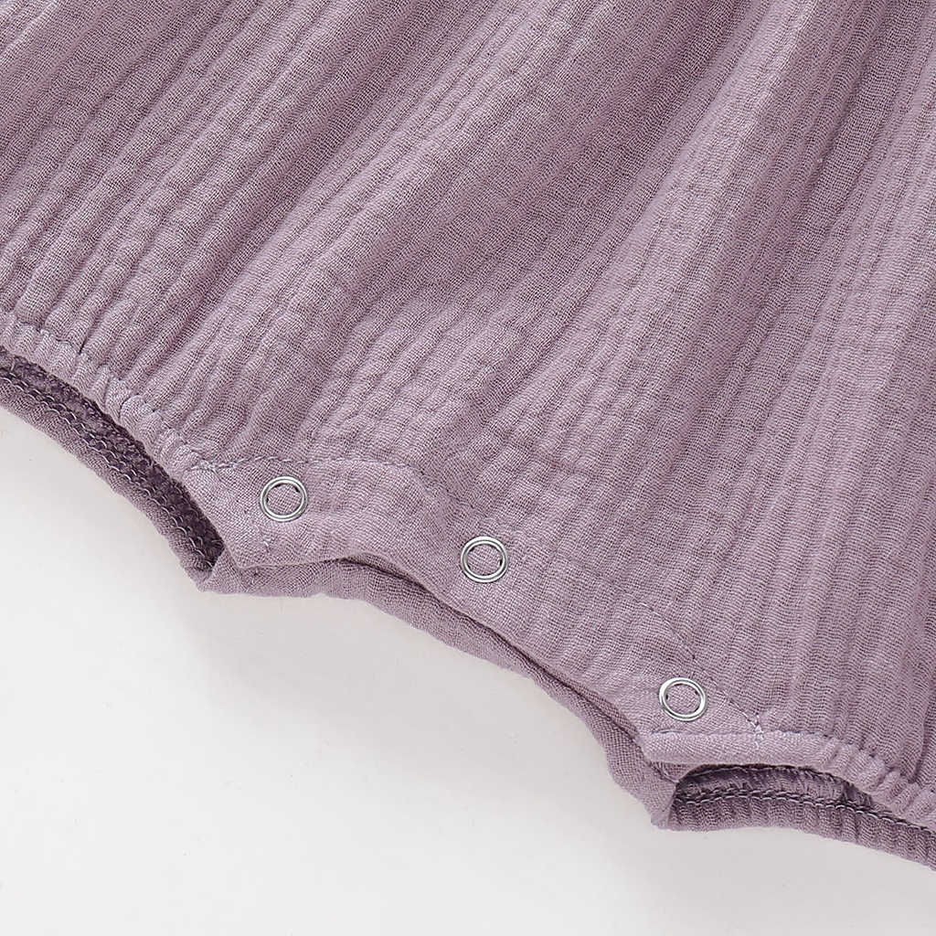 【2PCS】 0-18M Baby Girl Romper Set | Greyish Purple Lace Trim Jumpsuit + Matching Headband | Casual Newborn Wear