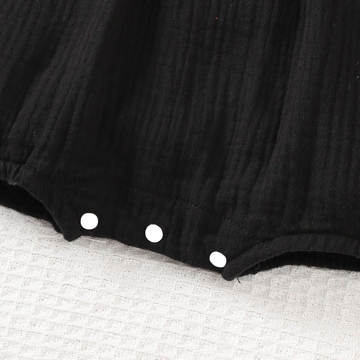 【2PCS】 0-18M Baby Girl Romper Set | Black Lace Trim Jumpsuit + Matching Bow Headband | Stylish Summer Outfit