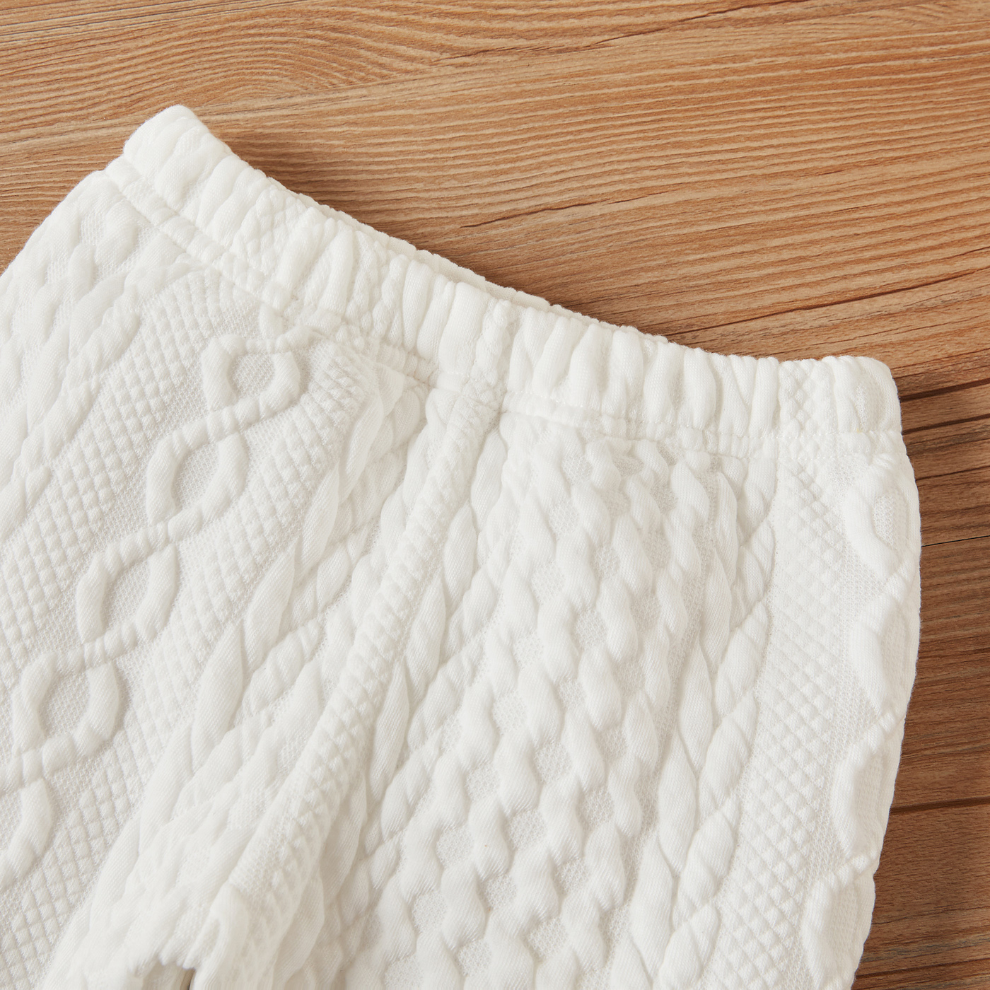 【2PCS】 0-3Y Baby Casual Set | White Quilted Sweatshirt + Matching Pants | Cozy Daily Outfit