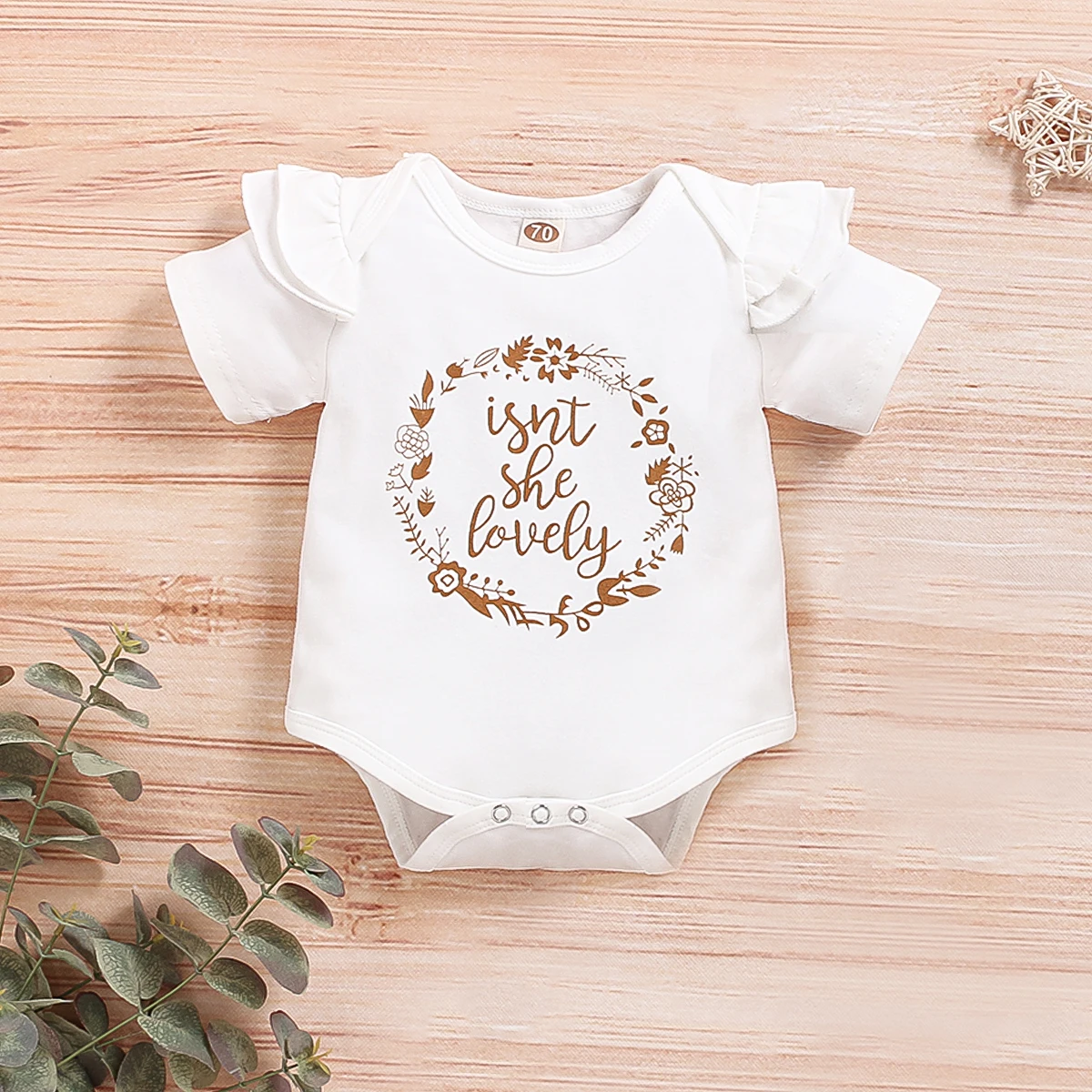 【0-18M】 Baby Girl White Floral Print Romper | "Isn't She Lovely" Letter Print Crawler | Cute Short-Sleeve Outfit for Newborn baby clothes