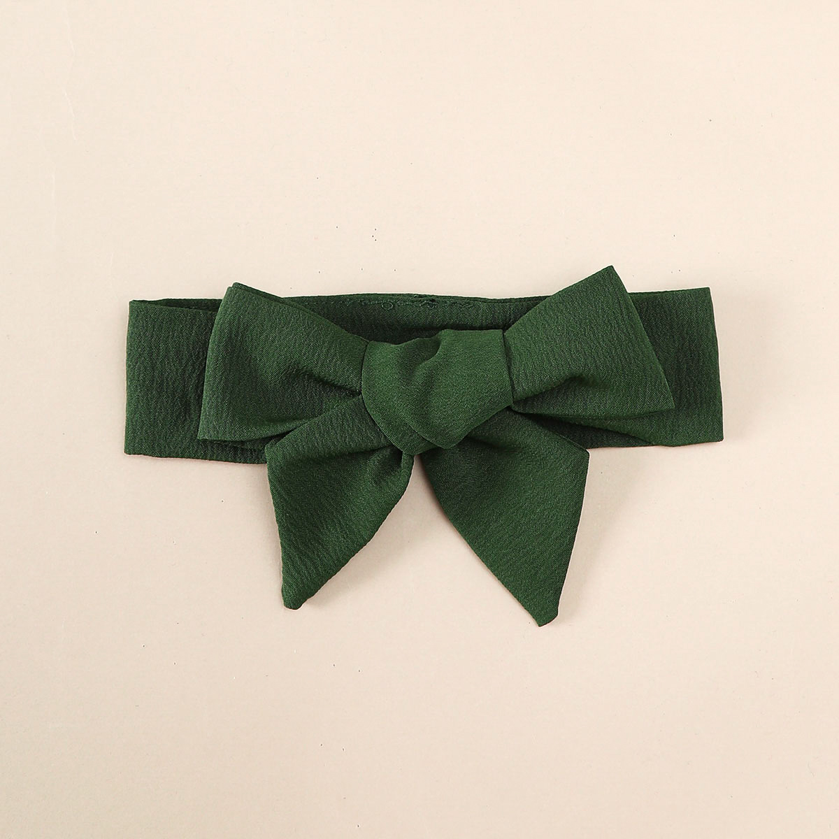 【2PCS】 1-18M Baby Girl Set | Dark Green Long Sleeve Dress with Big Bow + Matching Bow Headband | Elegant Christmas Outfit