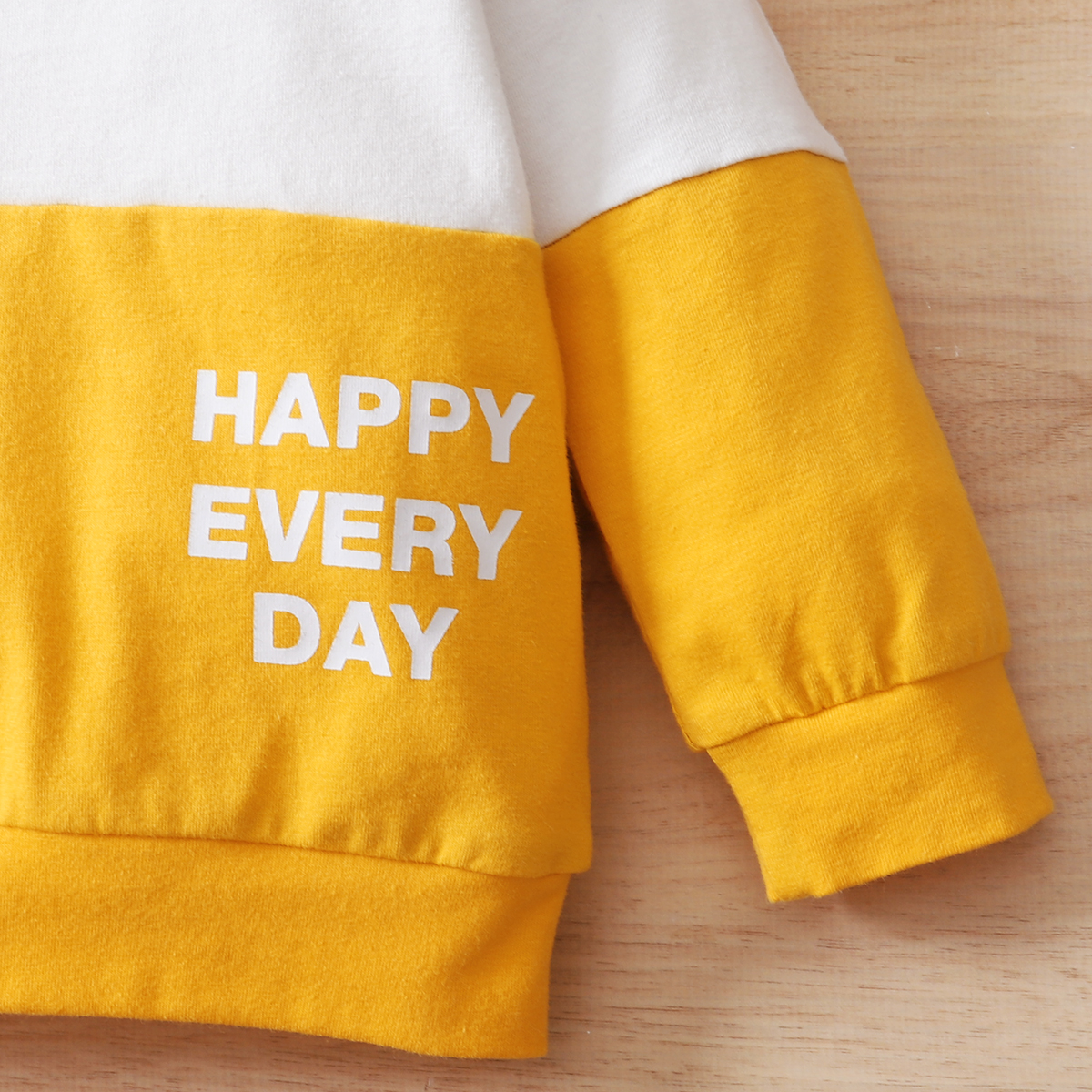 0-4Y Boys' Color Block "HAPPY EVERY DAY" Sweatshirt & Pants Set | Soft Cotton Two-Piece Outfit, for Daily Wear & Playtime, Toddler Boys