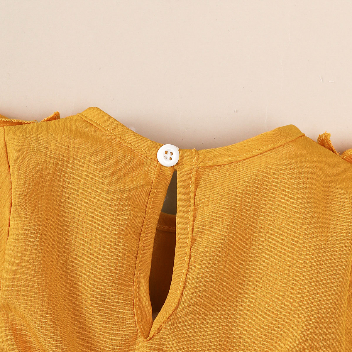 【2PCS】 1-18M Baby Girl Set | Mustard Yellow Ruffle Dress with Bow + Matching Bow Headband | Adorable Everyday Wear