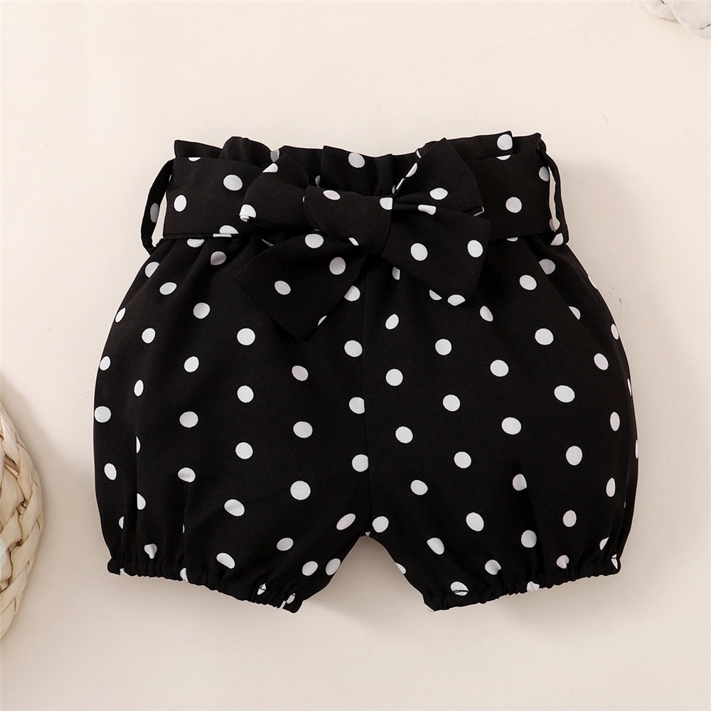 【3PCS】 0-18M Baby Girl Clothes Set | Pink "Little Rabbit" Print Ruffle T-shirt + Polka Dot Shorts + Bow Headband | Cute Casual Set
