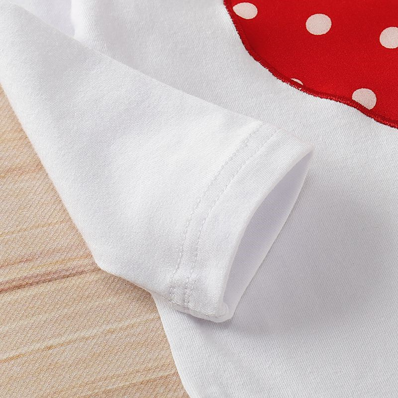 【0-18M】 3PCS Baby Girl Outfit: White Ruffle-Sleeve Romper with Polka Dot Heart Print + Red Polka Dot Pants with Bow + Matching Headband – Cute Valentine Set
