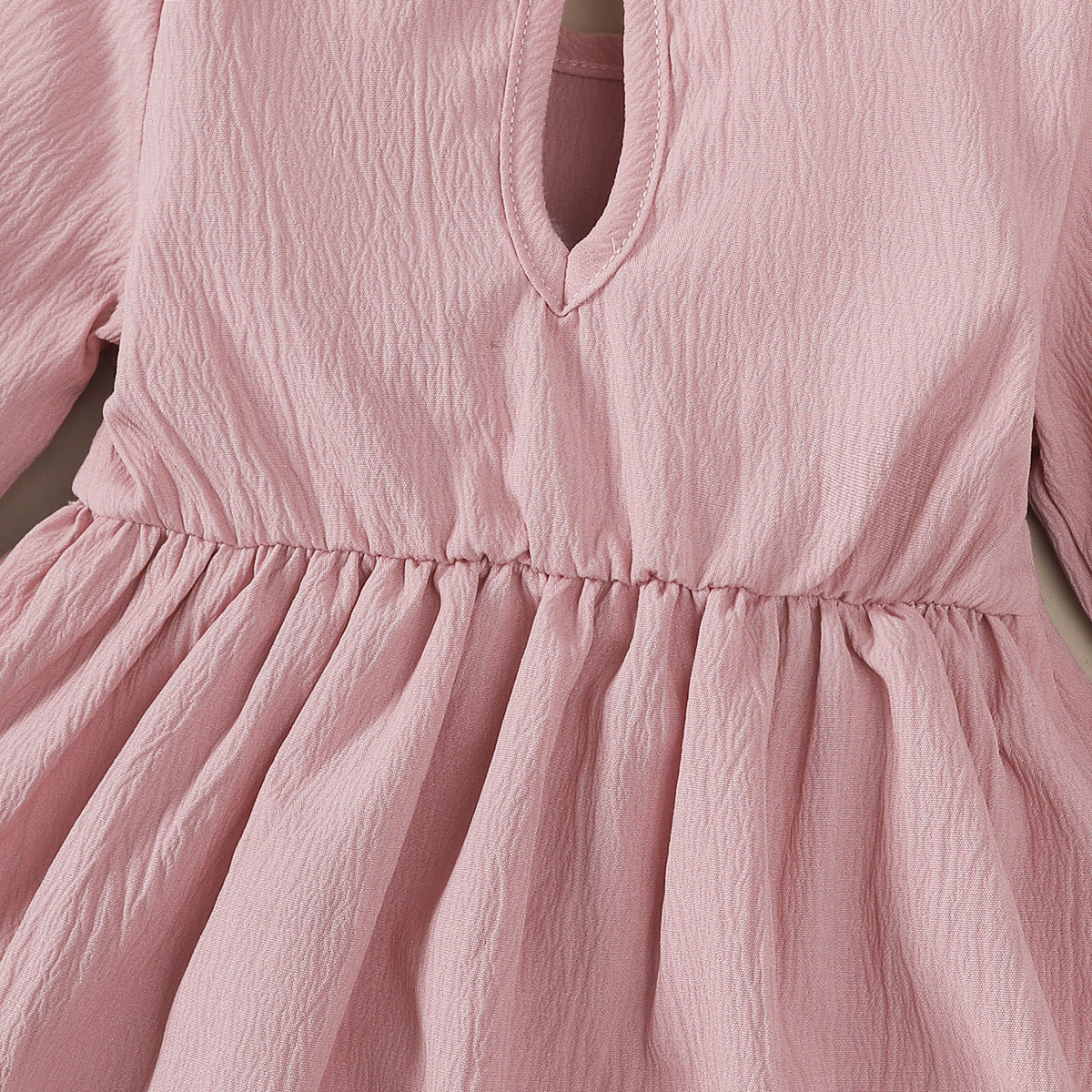 【2PCS】 1-18M Baby Girl Outfit | Pink Ruffle Long Sleeve Dress with Bow + Matching Bow Headband | Soft Casual Set