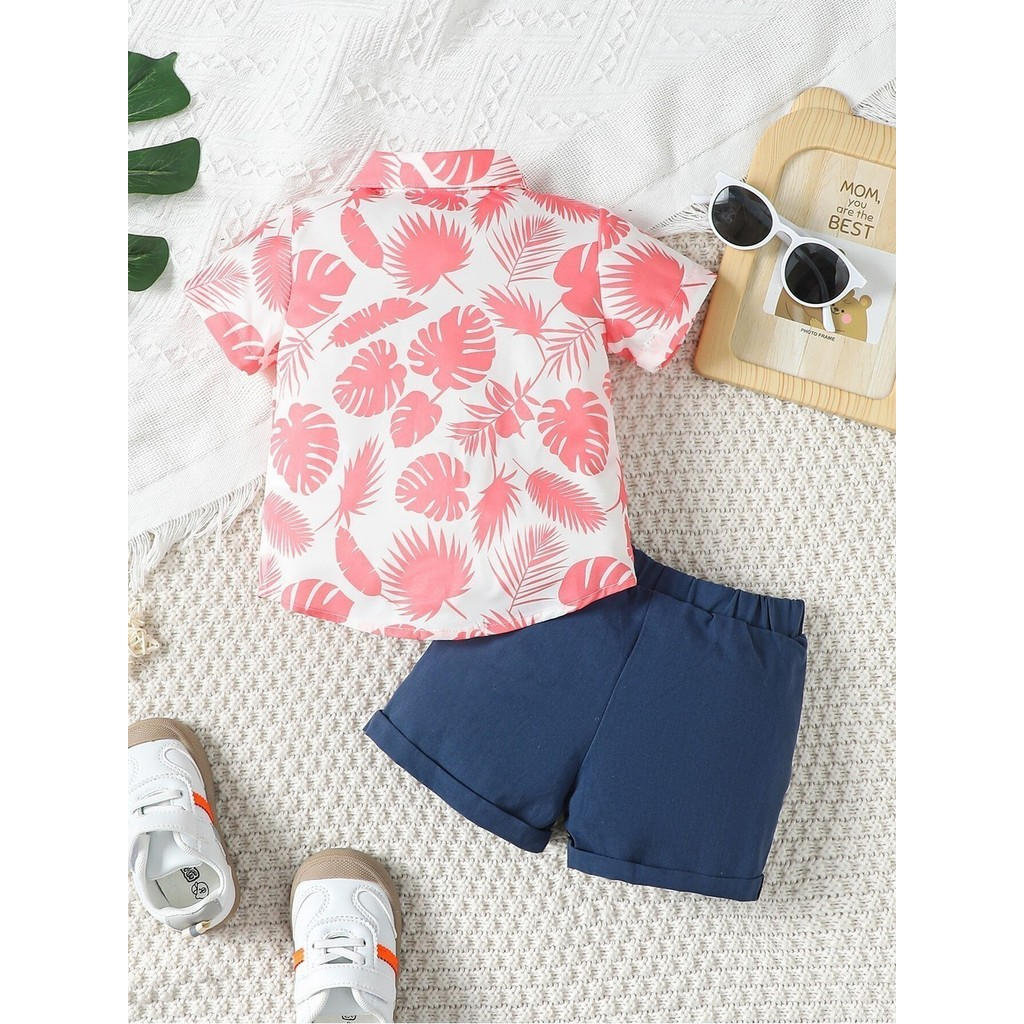 3-24Months Tshirt For Kids Boy Short Sleeve Formal Wear Gentleman 2PCS Set With Bow Summer  Baby Boy Clothes Holiday Style Birthday Party Outfit