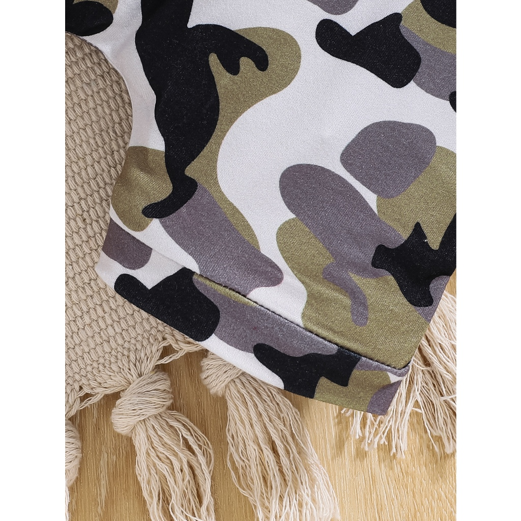 【2PCS】 6-24M Baby Boy Casual Set | "I Look Like My Mommy" Letters Print T-shirt + Camouflage Shorts | Funny Daily Wear