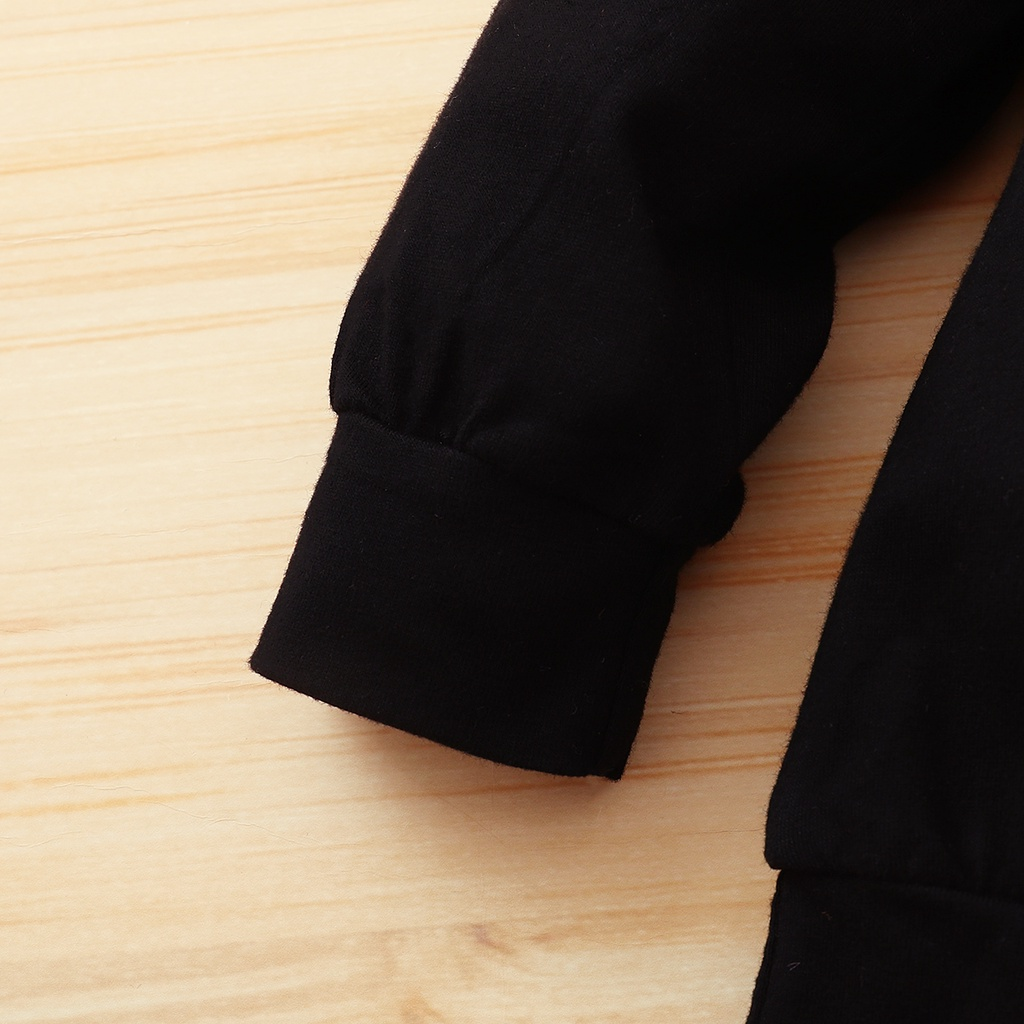 【2PCS】 0-18M Baby Boy Casual Set | ""MINI BOSS"" Print Sweatshirt + Black Pants with Yellow Slit Detail | Trendy Daily Wear