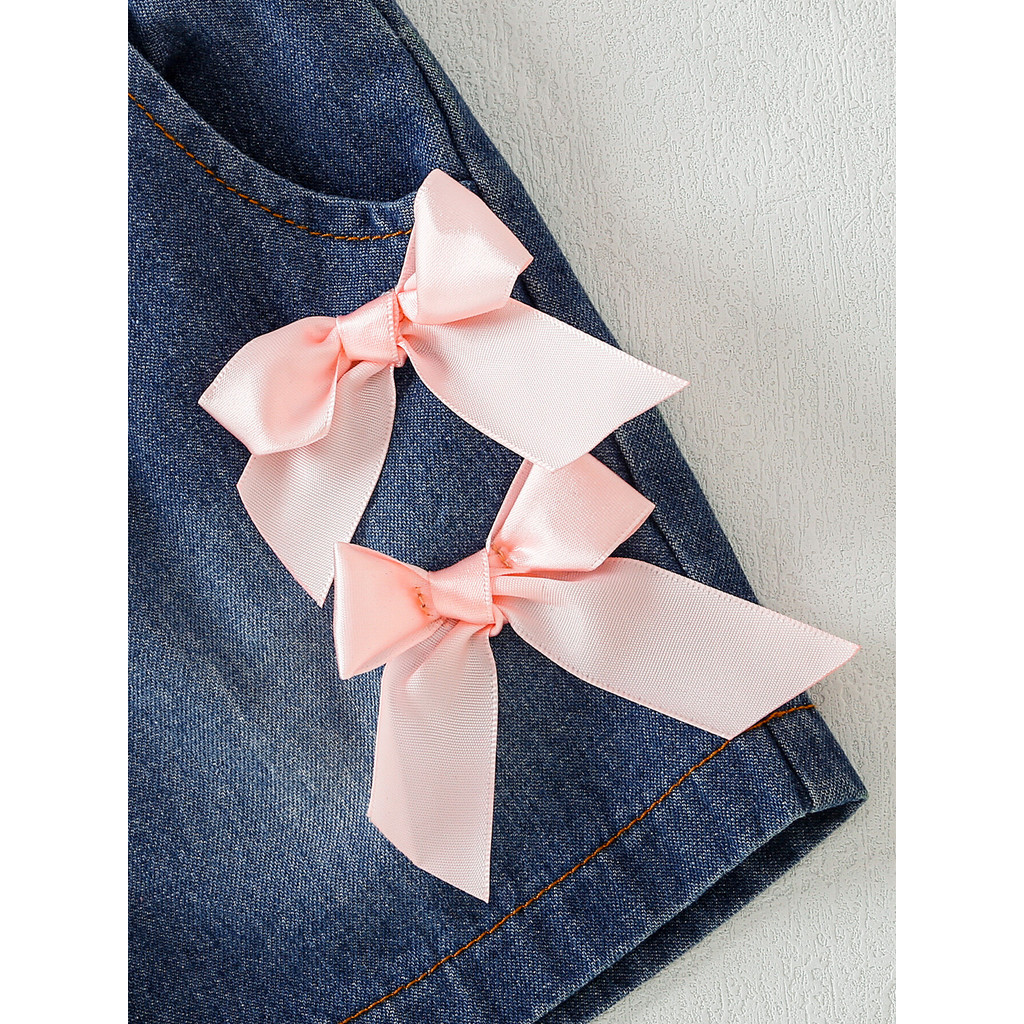 Set for 0-3Years Newborn Baby Girl Infant Pink floral denim letter pattern print autumn and summer full body set