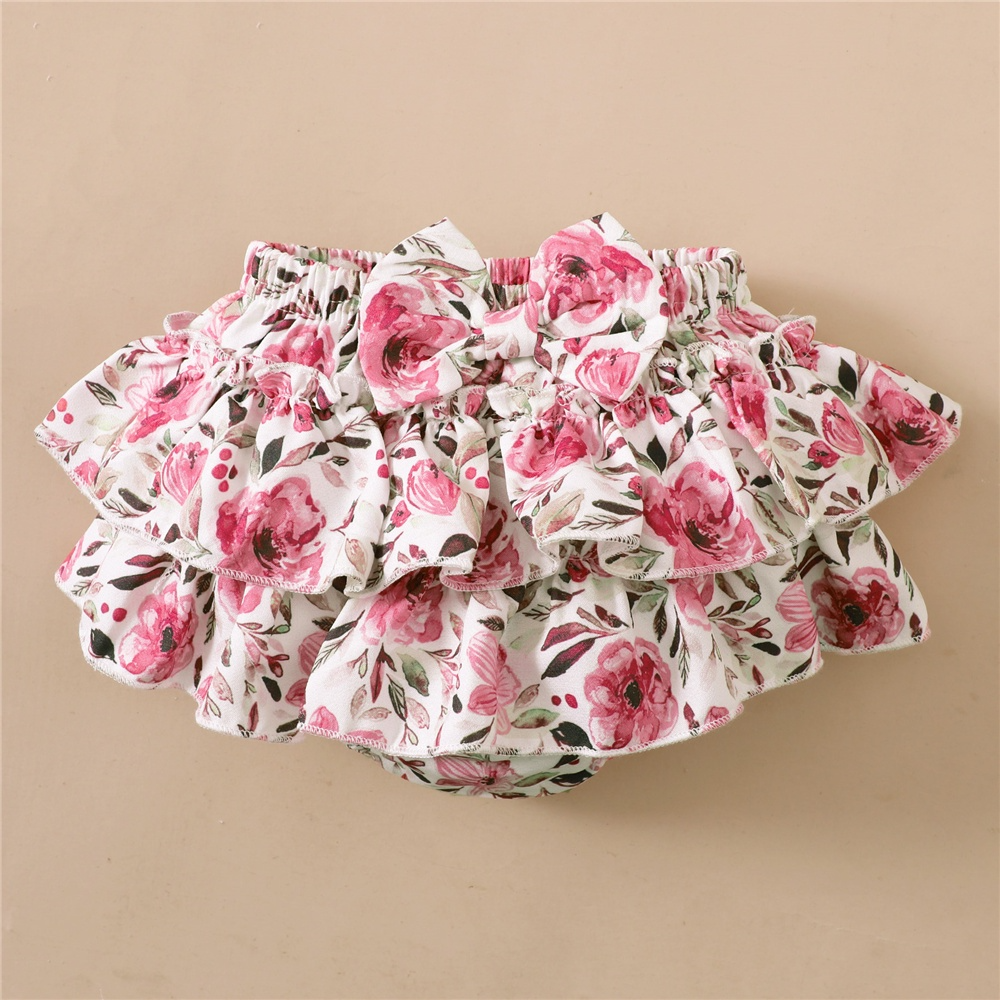 Newborn Baby Girl 3PCS Clothes Set Letters Print Short Sleeve Romper Top + Flowers Print Shorts with Headband Lovely Outfit
