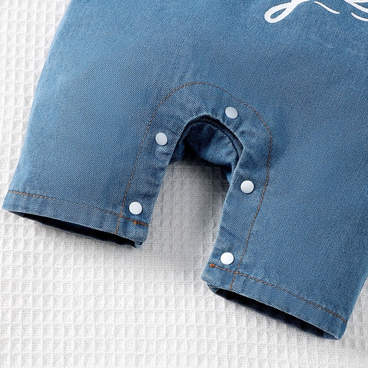 【1-3Y】 Baby Boy Denim Overalls | "Daddy's Little Baby" Letters Print Sleeveless Romper | Casual Summer Outfit