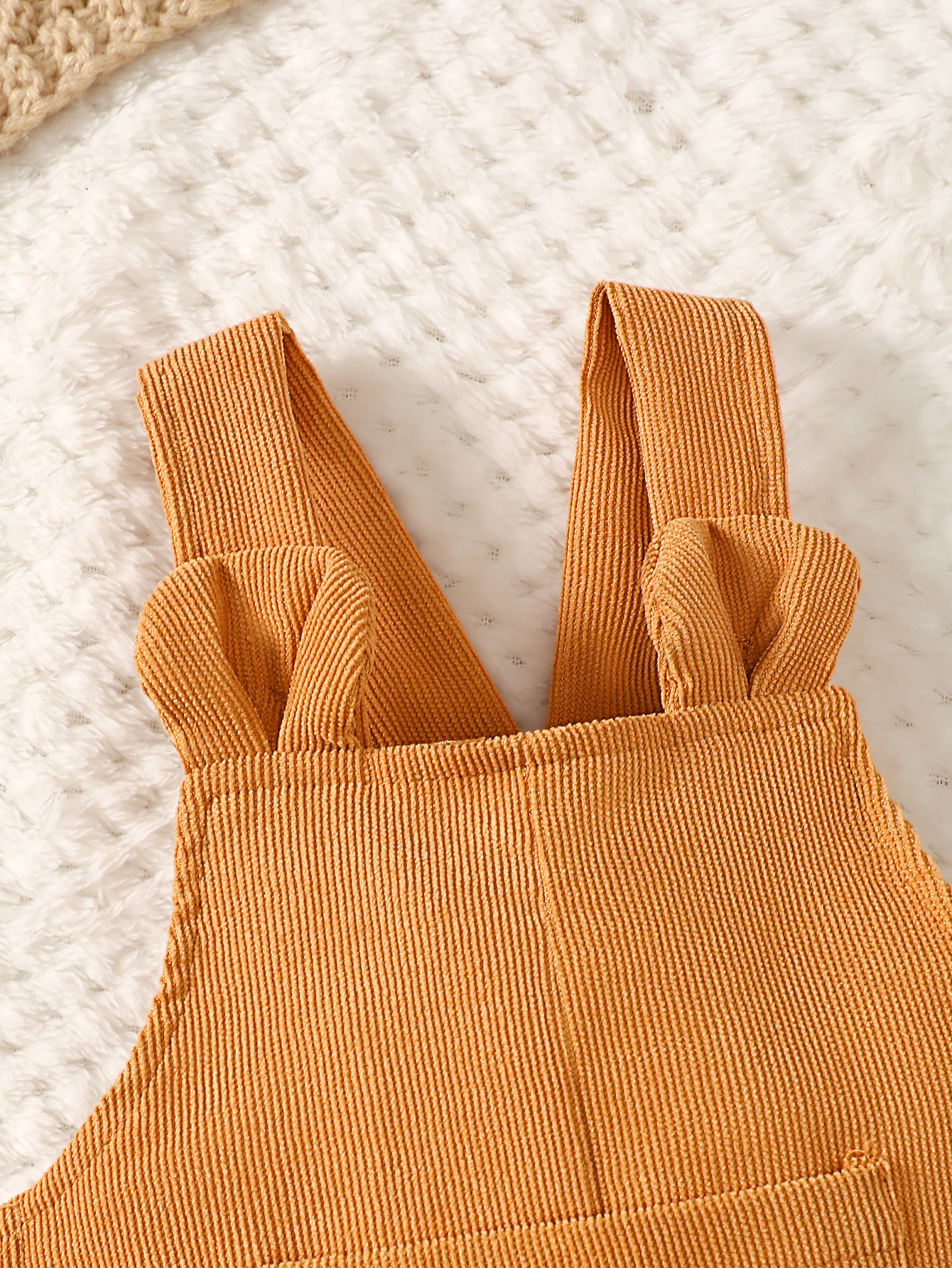 【2PCS】 3-24M Baby Boy Casual Outfit | Bear Print Long Sleeve Top + Mustard Corduroy Overalls | Retro Style Set