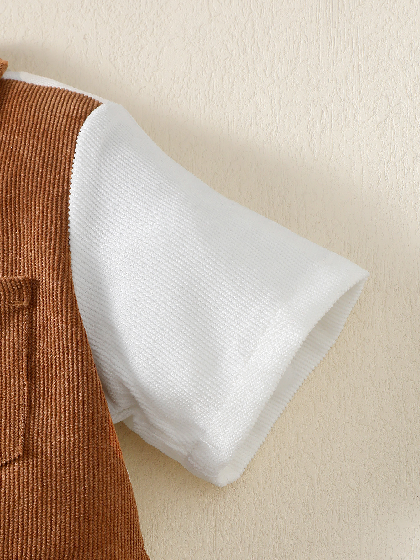 【2PCS】 1-6Y Baby Boy Casual Outfit | Rust & White Color Block Corduroy Shirt + Rust Shorts | Comfortable Summer Set
