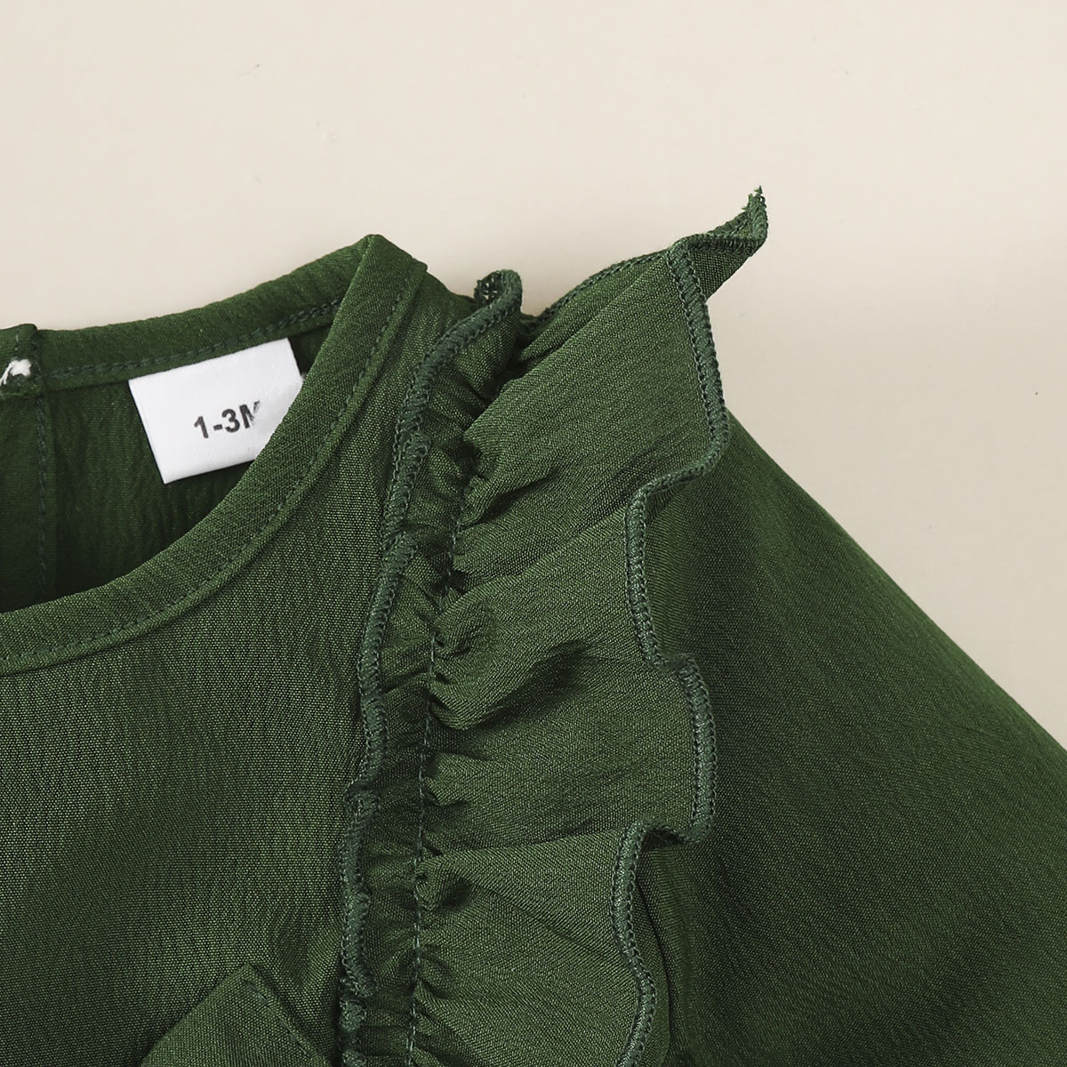 【2PCS】 1-18M Baby Girl Set | Dark Green Long Sleeve Dress with Big Bow + Matching Bow Headband | Elegant Christmas Outfit