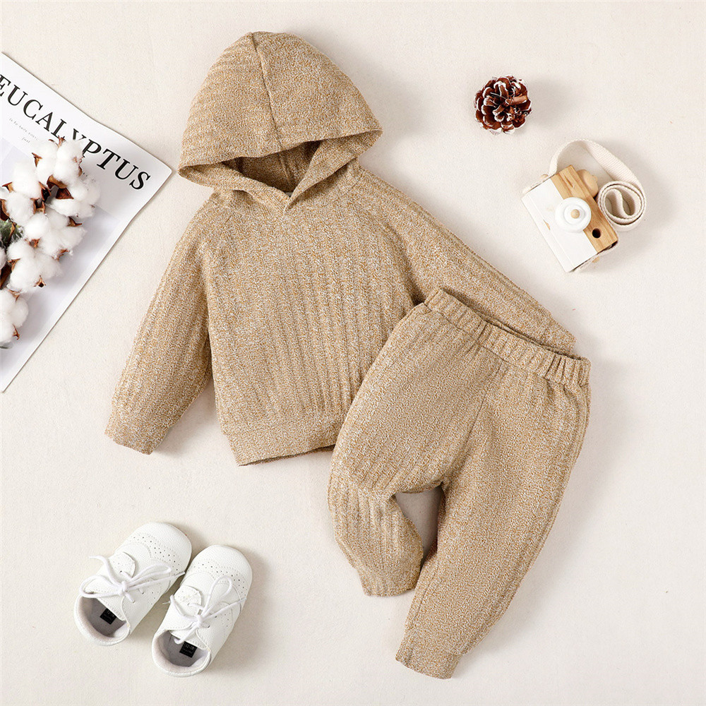Baby Boy Winter Clothes Knitted Hooded Long-sleeved Blouse Warm Trousers For 3-24 Months Baby Suit Fashion And Leisure