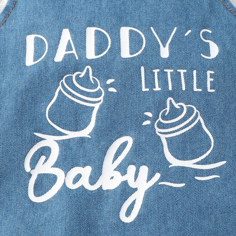 【1-3Y】 Baby Boy Denim Overalls | "Daddy's Little Baby" Letters Print Sleeveless Romper | Casual Summer Outfit