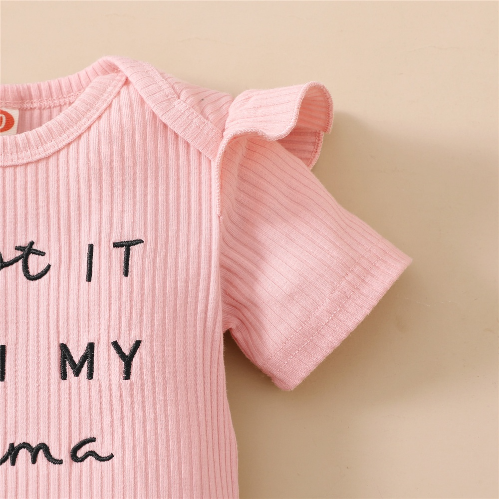 Newborn Baby Girl 3PCS Clothes Set Letters Print Short Sleeve Romper Top + Flowers Print Shorts with Headband Lovely Outfit