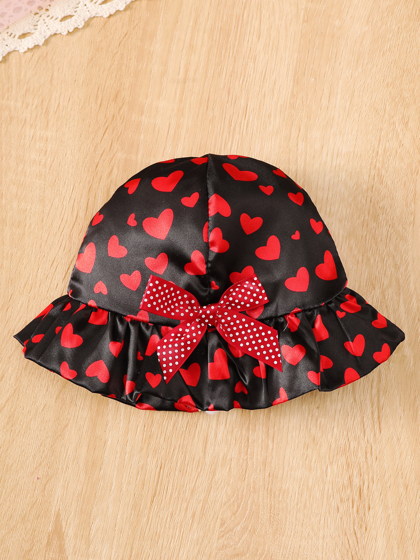 【2PCS】 3-24M Baby Girl Romper Set | Red Heart Print Black Romper Dress + Matching Sun Hat with Bow | Adorable Summer Outfit