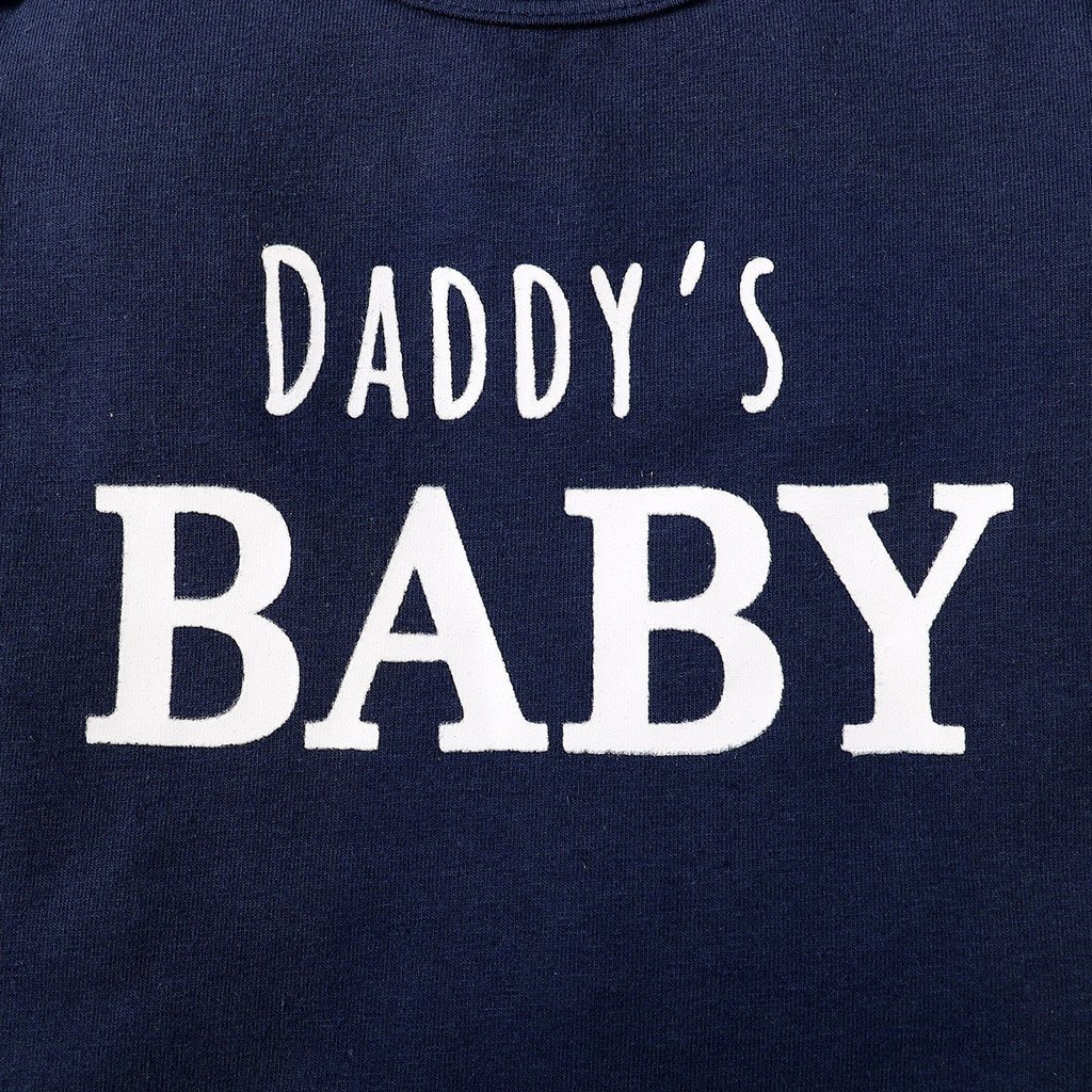 【0-18M】 2PCS Baby Summer Outfit: "DADDY'S BABY" Letter Print Bodysuit + Matching Shorts – Casual Set