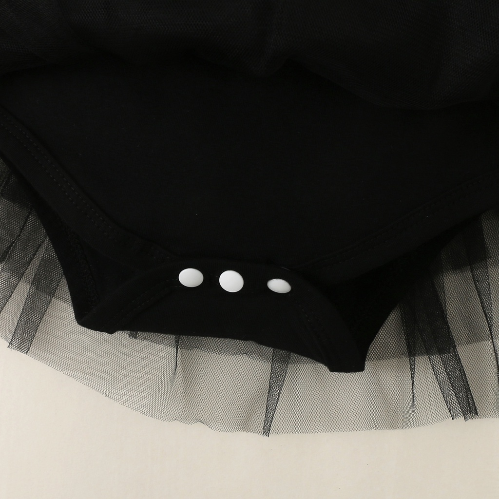 【2PCS】 0-18M Baby Girl Tutu Romper Set | Black Tulle Dress with Red Bow + Matching Headband | Birthday Party Outfit