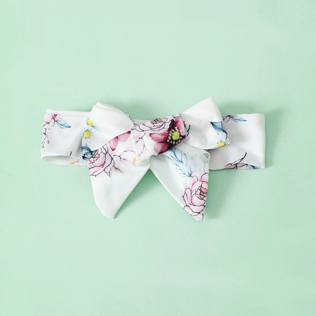 【2PCS】 9M-3Y Baby Girl Outfit | Floral Print Top & Lavender Skirt Dress + Matching Floral Headband | Sweet Summer Wear
