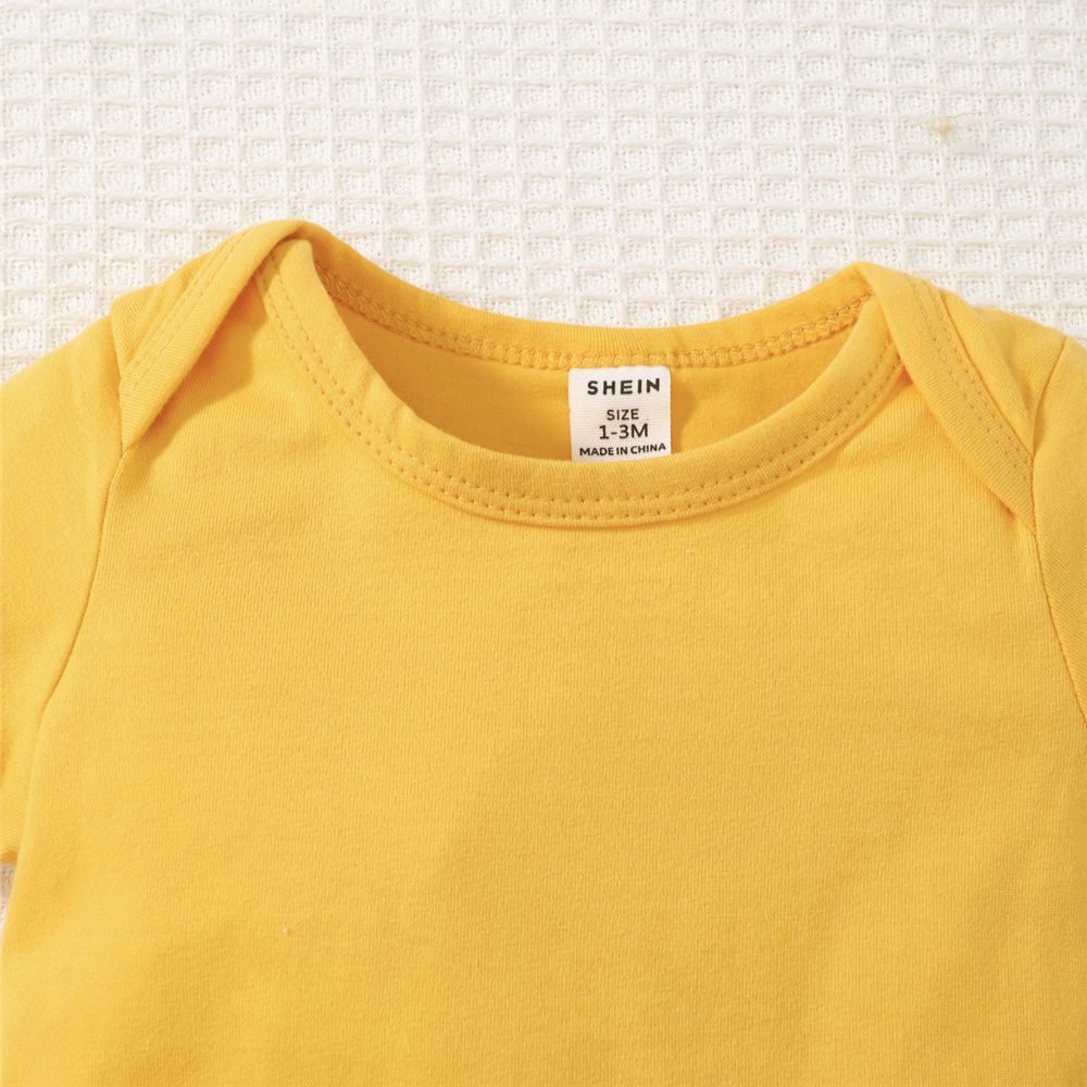 【6-18M】 Baby Bodysuit | Solid Yellow Short Sleeve Romper | Comfortable Newborn Outfit 1PCS baby clothes