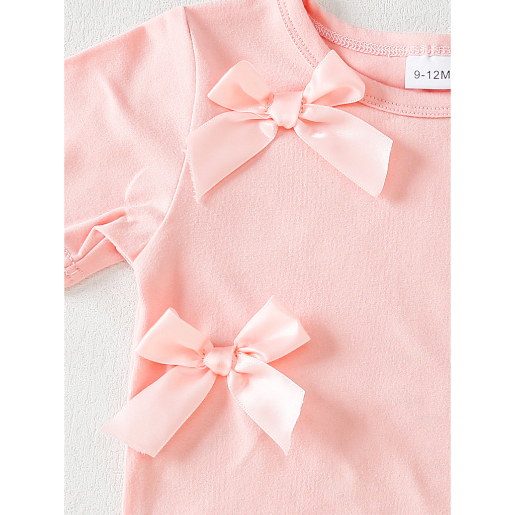 Set for 0-3Years Newborn Baby Girl Infant Pink floral denim letter pattern print autumn and summer full body set
