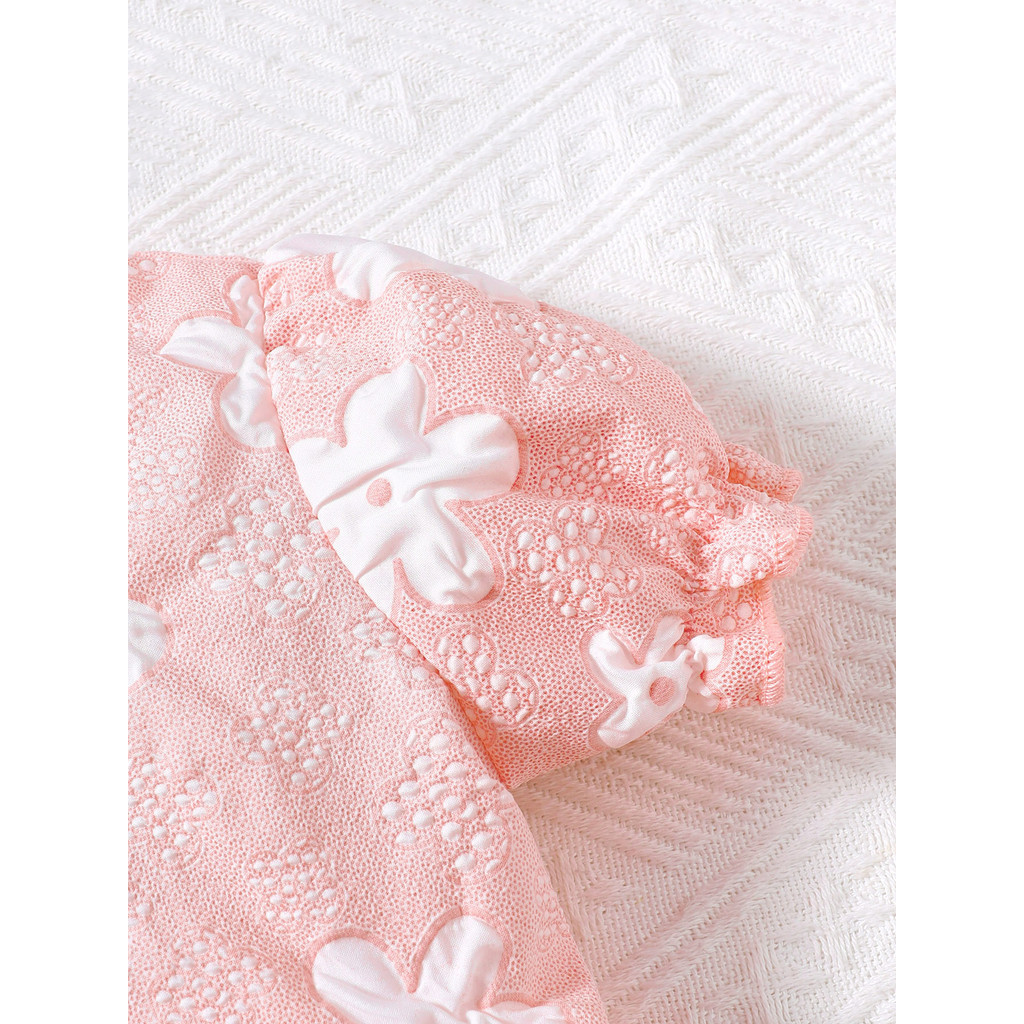 【3PCS】 6M-3Y Toddler Girl Outfit | Pink Butterfly Applique Dress + Matching Short Cardigan + Bow Headband | Sweet Princess Set