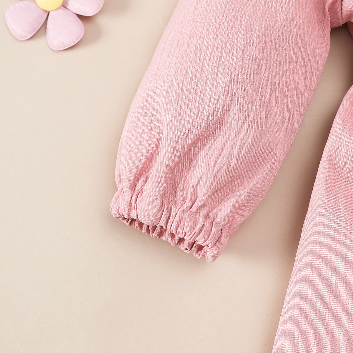 【2PCS】 1-18M Baby Girl Outfit | Pink Ruffle Long Sleeve Dress with Bow + Matching Bow Headband | Soft Casual Set