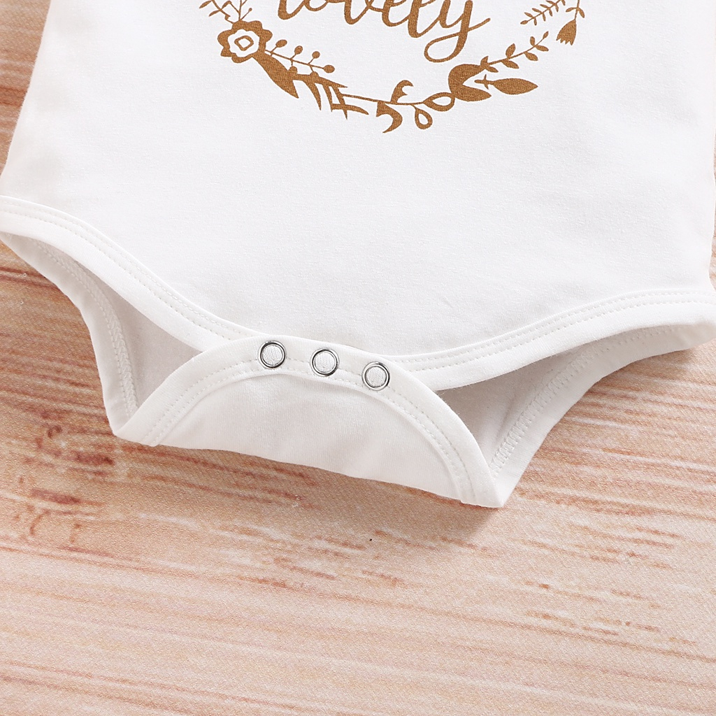 Catpapa girl /【3PCS】 0-18M Baby Girl Clothes Set | White "Isn't She Lovely" Print Romper +  Polka Dot Shorts + Bow Headband |Baby girls clothes sets outfits  | Casual Daily Wear
