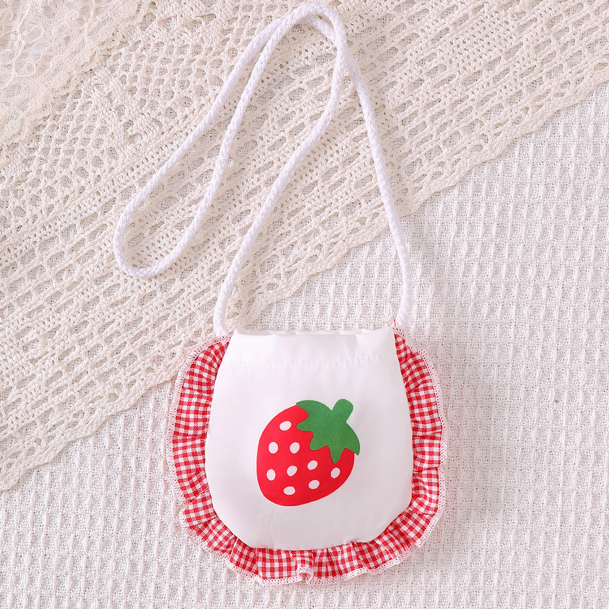 Catpapa girl | 0-3Y Baby Girls' Strawberry Print Gingham A-Line Dress with Matching Bag, Lightweight & Comfortable, for Beach & Casual Outings | baby girls clothes sets outfits | BabyDress