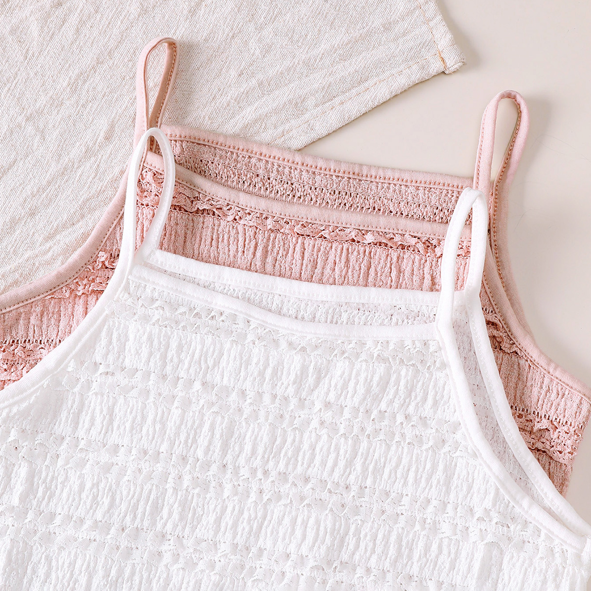Catpapa girl |0-2Y Baby Girls' 2 Colors Lace Smocked Sling Dress, Ruffle Hem Thin Camisole Sundress, Soft & Breathable, for Daily Home Wear & Summer Casual Outings | Kids fancy dresses