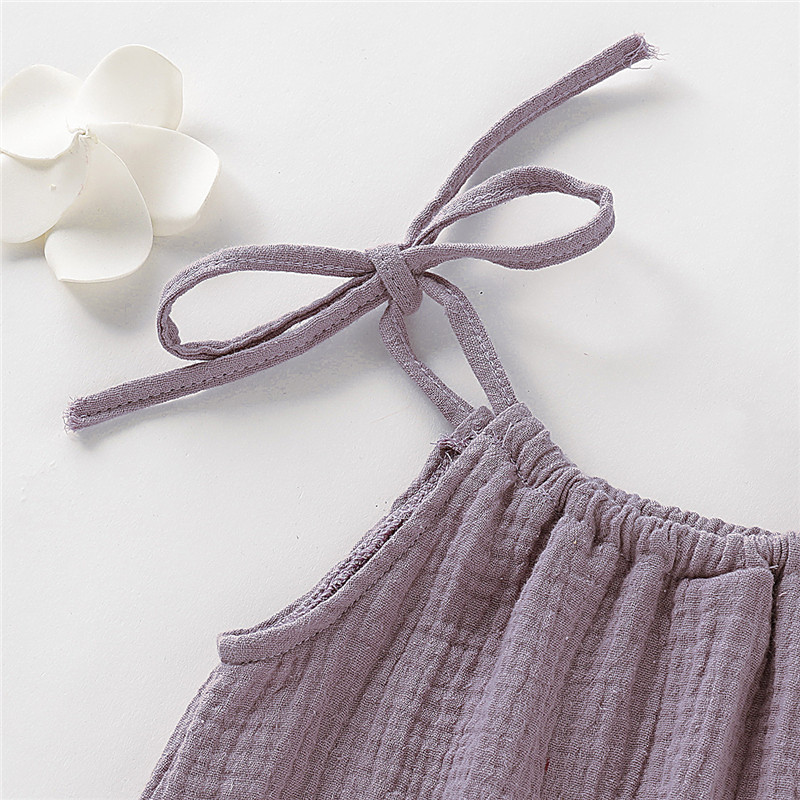 【12M-5Y】 Toddler Girl Casual Dress | Crinkle Halter Neck Dress with Ruffle Hem | Summer Beach Wear
