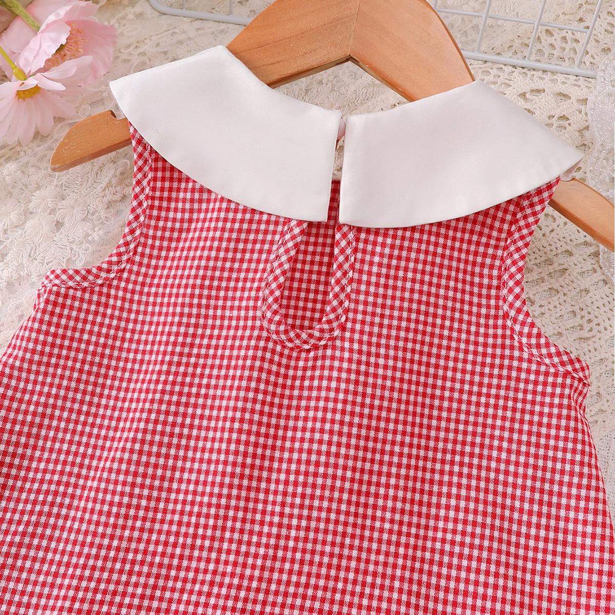Catpapa girl | 0-3Y Baby Girls' Strawberry Print Gingham A-Line Dress with Matching Bag, Lightweight & Comfortable, for Beach & Casual Outings | baby girls clothes sets outfits | BabyDress