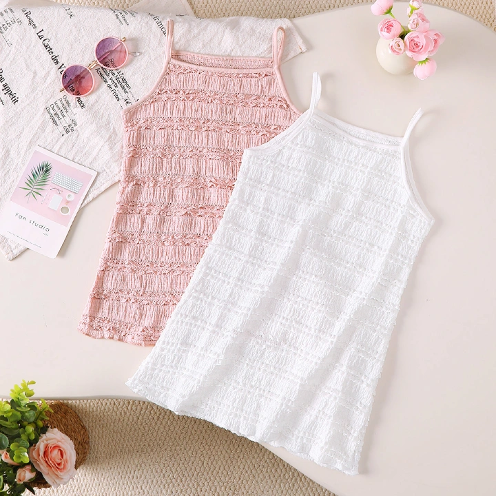 Catpapa girl |0-2Y Baby Girls' 2 Colors Lace Smocked Sling Dress, Ruffle Hem Thin Camisole Sundress, Soft & Breathable, for Daily Home Wear & Summer Casual Outings | Kids fancy dresses