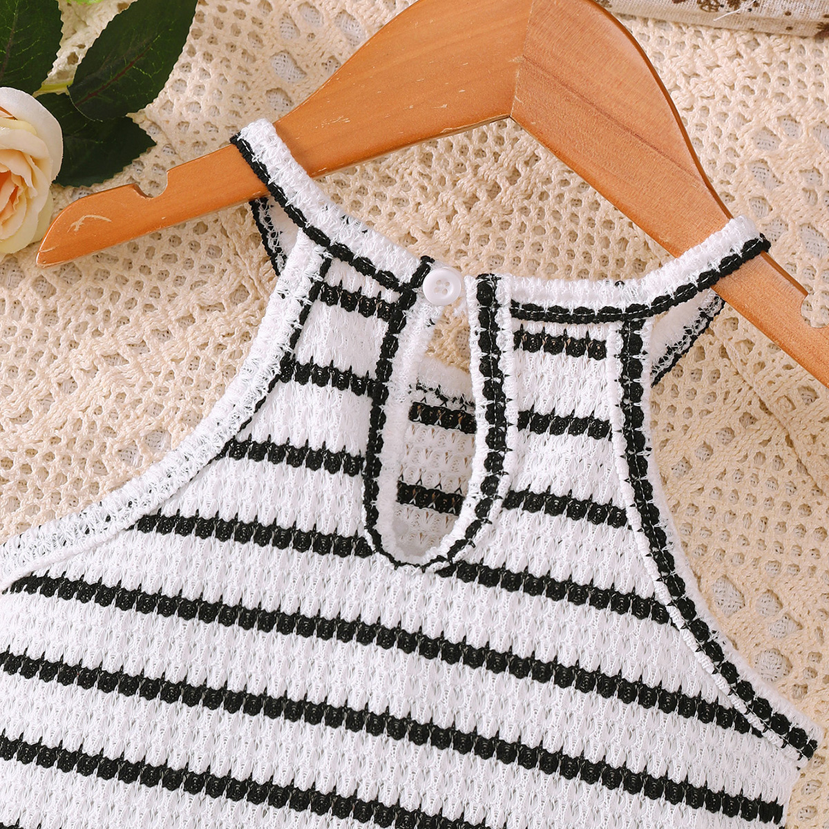 Catpapa girl | 4-7Y Girls' Sleeveless Knit Halter Top & Wrap Button Skirt Outfit, Lightweight & Comfortable, for Casual Outings & Playdates | Two piece set for kids girls