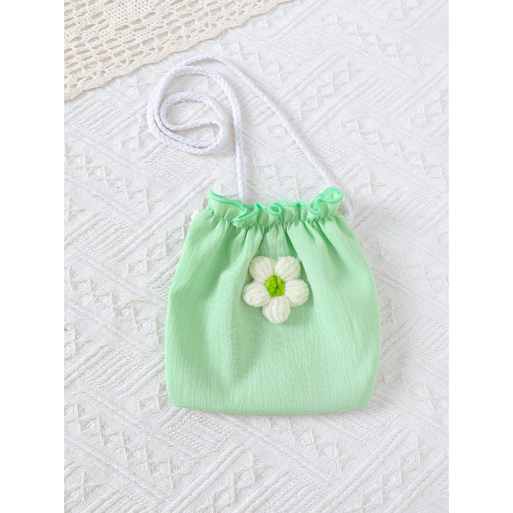 Catpapa girl |【2PCS】 18M-6Y Toddler Girl Set | Floral Embroidery Dress with Ruffle Hem + Matching Flower Bag | Kids fancy dresses| Baby girl dresses|Elegant Casual Wear