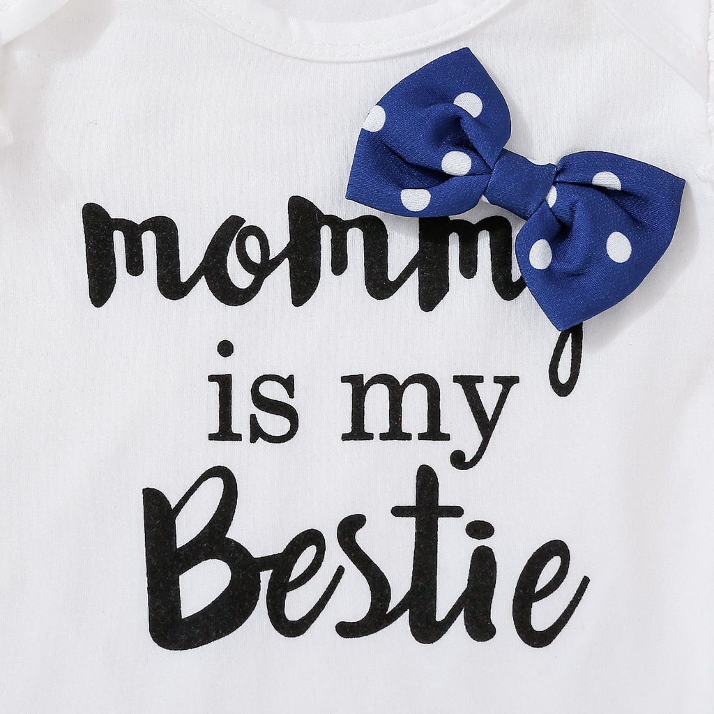 Catpapa girl Letter Print Ruffle Long Sleeve Romper Polka Dot Jogger Pants & Bow Headband 3Pcs Set, 0-2Y Baby Girls, Soft Skin-Friendly Fabric, For Daily Wear & Baby Photoshoots