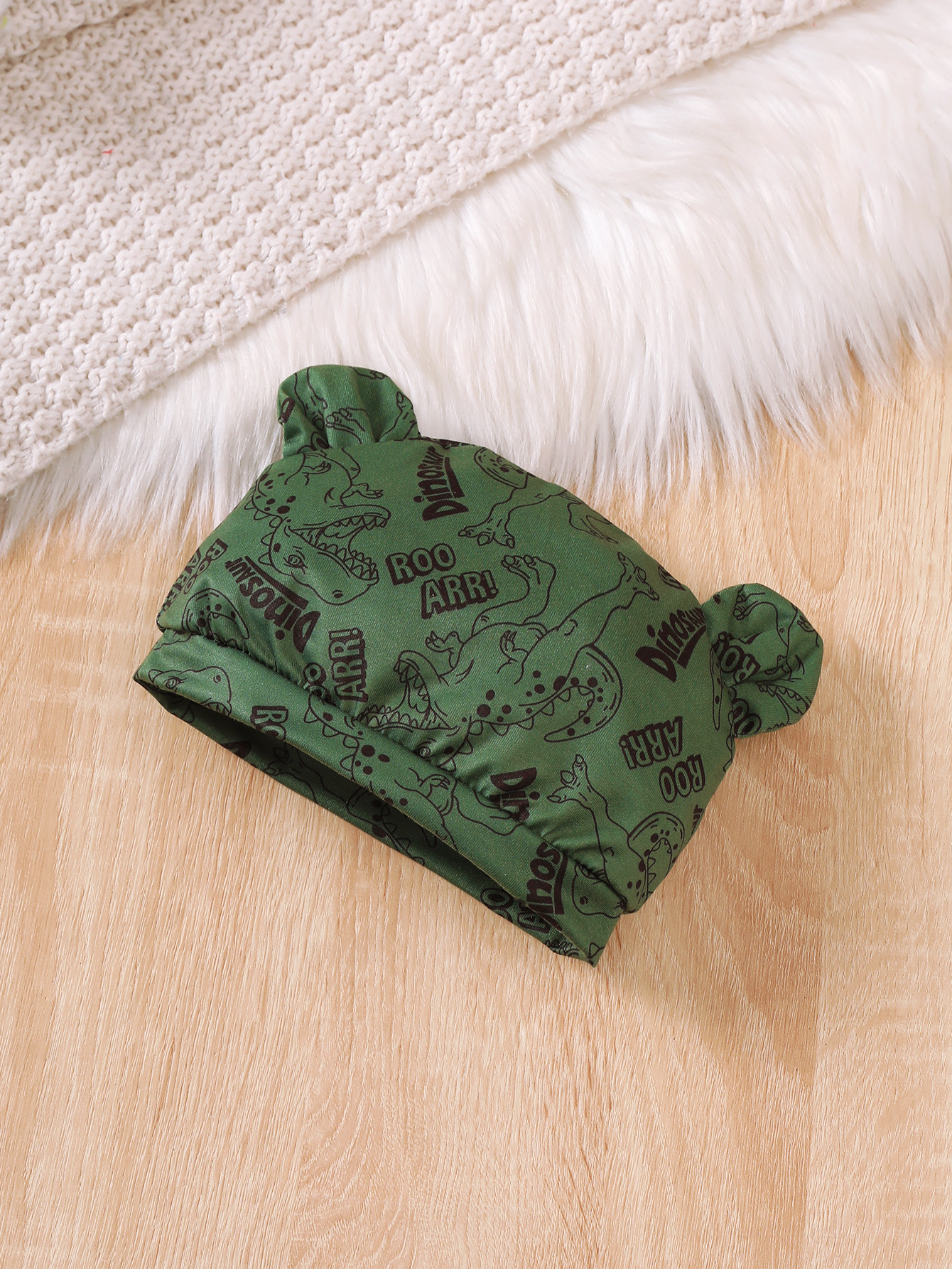 Catpapa boy Dinosaur Print Long Sleeve Romper Jogger Pants & Knot Hat 3Pcs Set, 0-2Y Baby Boys, Soft Breathable Fabric, For Daily Wear & Baby Photoshoots boys clothing set baby romper