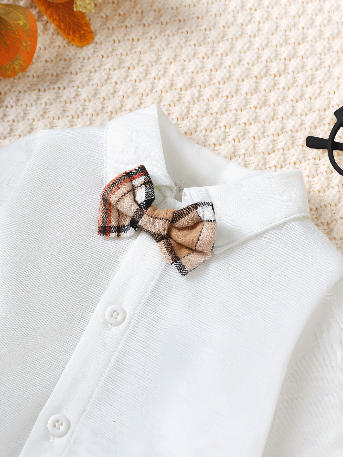 Catpapa boy Bow Tie Long Sleeve Bodysuit Plaid Suspender Pants & Beret 3Pcs Set, 0-2Y Baby Boys, Soft Breathable Fabric, For Birthday Party & Baby Photoshoot boys clothing set children clothing