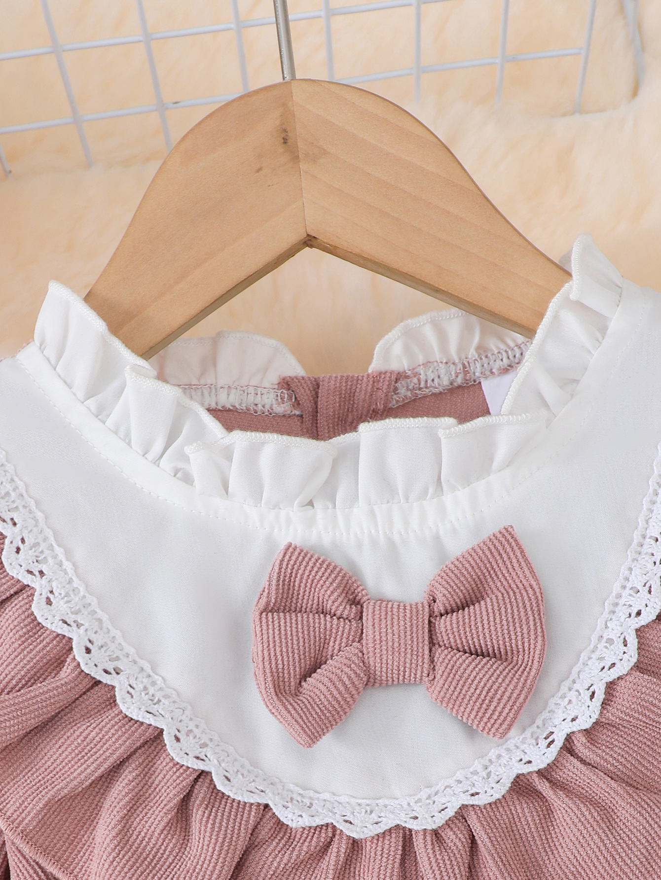 Catpapa girl Fake Two-Piece Grid Vest Bow Tie Long Sleeve Baby Romper, 0-2Y Baby Boys, Soft Breathable Fabric, For Birthday Parties & Baby Photoshoots girls dress girls clothing set