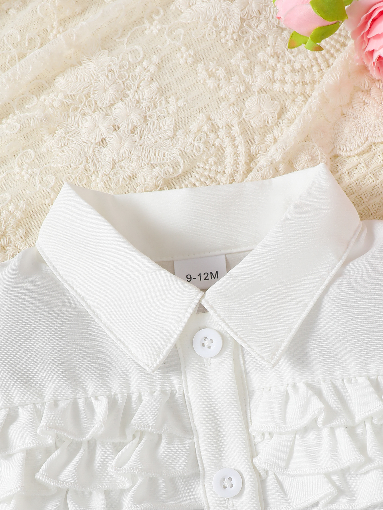 Catpapa girl Ruffle Puff Sleeve Lapel Shirt & Bow Pleated Skirt 2Pcs Set, 0-3Y Baby Girls, Soft Light Fabric, For Daily Outings & Birthday Parties girl clothes girls clothing set